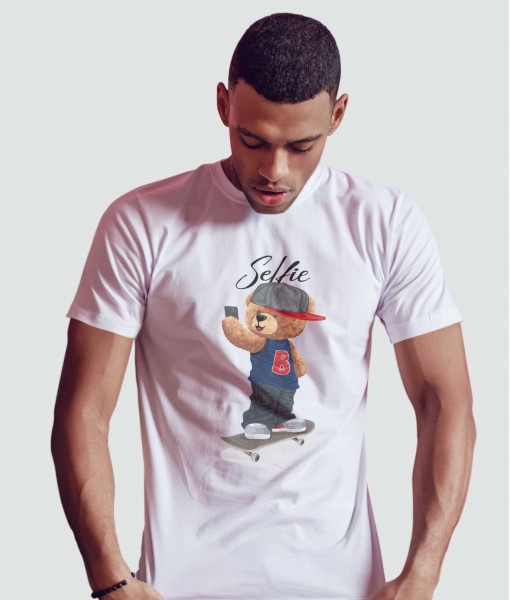 Мъжка тениска с щампа Мечета Selfie bear